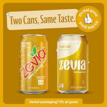 Zevia Zero Sugar Soda, Cream Soda, 12 oz Cans (24-Pack) – Naturally Sweetened, Zero Calorie Sugar Free Soda - Non-GMO Project Verified, Gluten-Free, Vegan