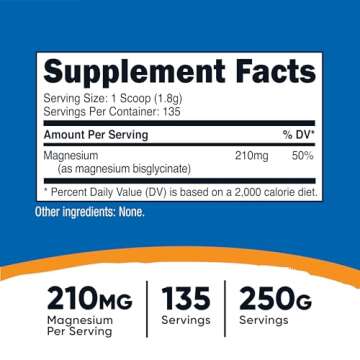 Nutricost Magnesium Bisglycinate Powder (Unflavored, 250 Grams) - Chelated Magnesium Supplement