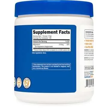 Nutricost Magnesium Bisglycinate Powder (Unflavored, 250 Grams) - Chelated Magnesium Supplement