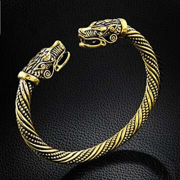 Gold Happy Teen Wolf Head Bracelet Indian Jewelry Fashion Accessories Viking Bracelet Men Wristband Cuff Bracelets for Women Bangles