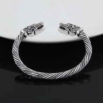 Gold Happy Teen Wolf Head Bracelet Indian Jewelry Fashion Accessories Viking Bracelet Men Wristband Cuff Bracelets for Women Bangles