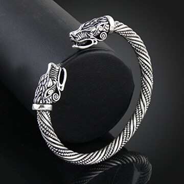 Gold Happy Teen Wolf Head Bracelet Indian Jewelry Fashion Accessories Viking Bracelet Men Wristband Cuff Bracelets for Women Bangles