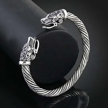 Gold Happy Teen Wolf Head Bracelet Indian Jewelry Fashion Accessories Viking Bracelet Men Wristband Cuff Bracelets for Women Bangles