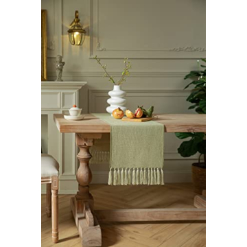 Sage Green Rustic Table Runner 60 Inches Long By ZeeMart