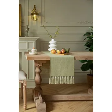 Sage Green Rustic Table Runner 60 Inches Long By ZeeMart