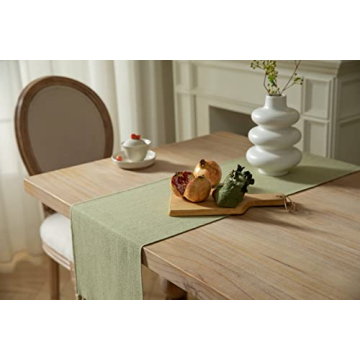 Sage Green Rustic Table Runner 60 Inches Long By ZeeMart