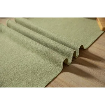 Sage Green Rustic Table Runner 60 Inches Long By ZeeMart