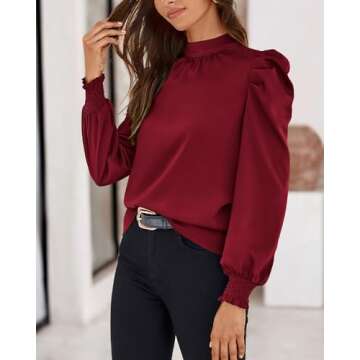 Stylish BTFBM Women Satin Puff Blouse for All Occasions