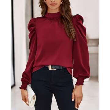 Stylish BTFBM Women Satin Puff Blouse for All Occasions