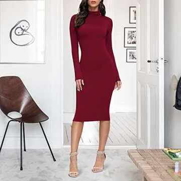 Stylish Laiyuan Women Winter Turtleneck Bodycon Dress