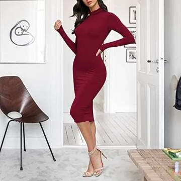 Stylish Laiyuan Women Winter Turtleneck Bodycon Dress