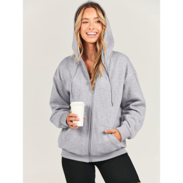 ANRABESS Women's Fleece Zip Up Hoodie Fall 2024 Cozy Outfit