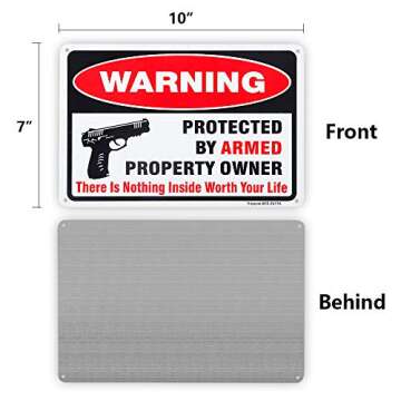 Enjoyist 3-Pack Gun Sign, There is Nothing Here Worth Your Life, Protected by Armed Property Owner S...