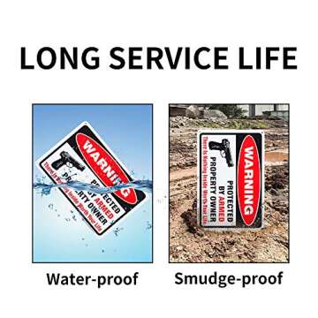 Enjoyist 3-Pack Gun Sign, There is Nothing Here Worth Your Life, Protected by Armed Property Owner Sign, 10"x 7" .04" Aluminum Reflective Sign Rust Free Aluminum-UV Protected and Weatherproof