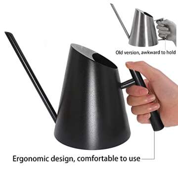 Cesun Black Watering Can Indoor Plants - Small Stainless Water Can with Long Straight Spout, Metal Watering Pot for House Bonsai & Flowers, Matte Black (30 oz)