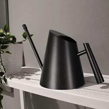 Cesun Black Watering Can Indoor Plants - Small Stainless Water Can with Long Straight Spout, Metal Watering Pot for House Bonsai & Flowers, Matte Black (30 oz)