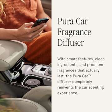 Pura Car Diffuser - Smart Car Aroma Diffuser with USB-C Cable for Luxury Fragrances - Auto Start & Start - Adjustable Fragrance Intensity - Fragrances Sold Separately