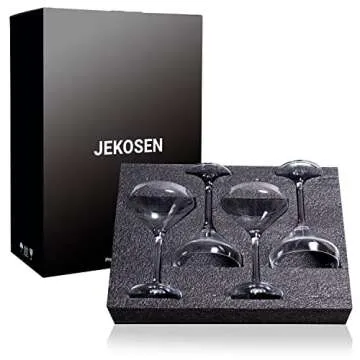 Catchy JEKOSEN Crystal Martini Glasses Set of 4 Gift Box
