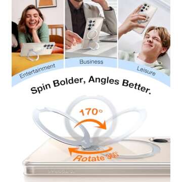 TORRAS 360° Spin Magnetic Stand for Samsung Galaxy S25 Ultra Case, Fit for Magsafe, Military Grade ...