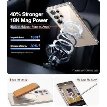 TORRAS 360° Spin Magnetic Stand for Samsung Galaxy S25 Ultra Case, Fit for Magsafe, Military Grade Slim Hard PC Protective S25 Ultra Clear Case with Kickstand & Ring Holder, Ostand Spin, Clear