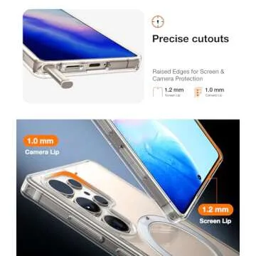 TORRAS 360° Spin Magnetic Stand for Samsung Galaxy S25 Ultra Case, Fit for Magsafe, Military Grade Slim Hard PC Protective S25 Ultra Clear Case with Kickstand & Ring Holder, Ostand Spin, Clear