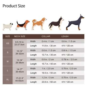 Dog Leather Collar and 4 ft Leash, KUDES Adjustable Basic Collar with Bell Leather Pet Leash Set, Ch...