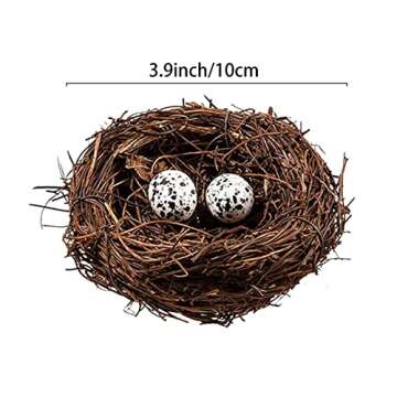 Easter Birds Nest Decorating, Mini Artificial Birds Nest Rattan Nest for Easter Crafts Home Garden Decor Wedding Party (4 Inches)