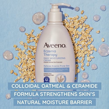 Aveeno Eczema Therapy Daily Moisturizing Body Cream for Sensitive Skin, Soothing Eczema Relief Cream, Colloidal Oatmeal & Ceramide for Dry & Itchy Skin, Steroid- & Fragrance-Free, 7.3 oz