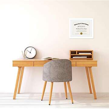 Americanflat 11x14 Diploma Frame with Shatter-Resistant Glass - Use as 8.5x11 Frame with Mat or 11x14 Frame without Mat - Legacy Collection - Thin Picture Frame for Wall Display - White