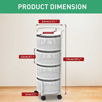 JAQ 4-Tier Rotating Kitchen Storage Rack for Compact Spaces
