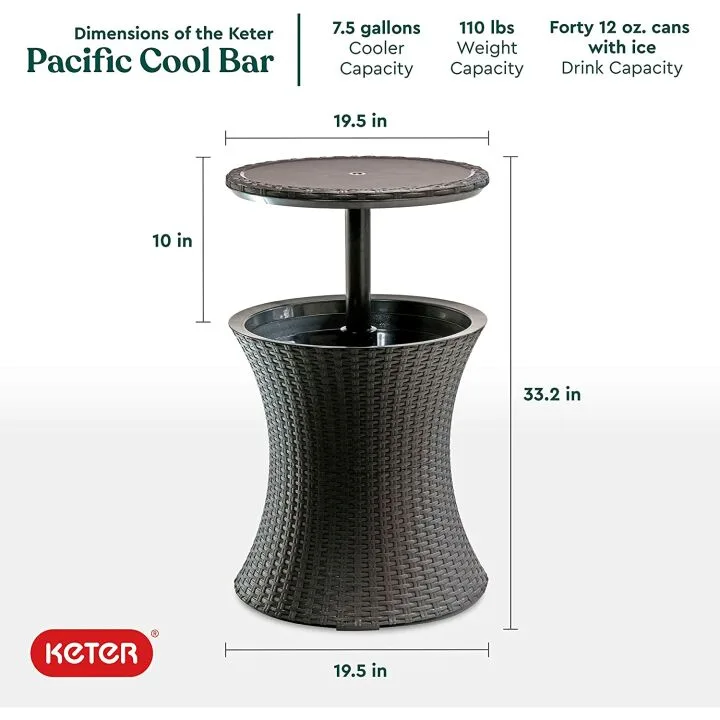 Keter Patio Furniture & Hot Tub Side Table with Cooler
