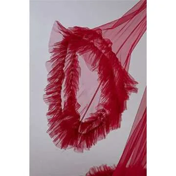 FangJian Women's Long Bridal Robes in Burgundy Tulle