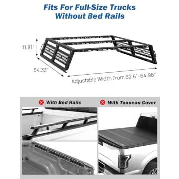 JOYTUTUS Full Size Truck Bed Rack, Overland Bed Racks for Trucks Compatible with F150 F250 F350 Silv...