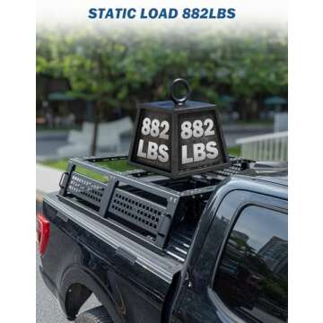 JOYTUTUS Full Size Truck Bed Rack, Overland Bed Racks for Trucks Compatible with F150 F250 F350 Silverado Sierra Ram Tundra, Truck Bed Rack for Roof Top Tent, with Wider Molle Panel