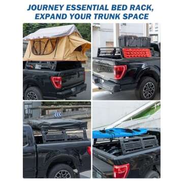 JOYTUTUS Full Size Truck Bed Rack, Overland Bed Racks for Trucks Compatible with F150 F250 F350 Silverado Sierra Ram Tundra, Truck Bed Rack for Roof Top Tent, with Wider Molle Panel