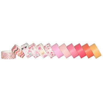YUBBAEX 12 Rolls Pink Gold Washi Tape Set Masking Decorative Tapes (Pink Mix)