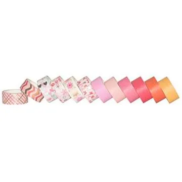 YUBBAEX 12 Rolls Pink Gold Washi Tape Set Masking Decorative Tapes (Pink Mix)