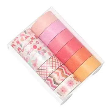 YUBBAEX 12 Rolls Pink Gold Washi Tape Set Masking Decorative Tapes (Pink Mix)