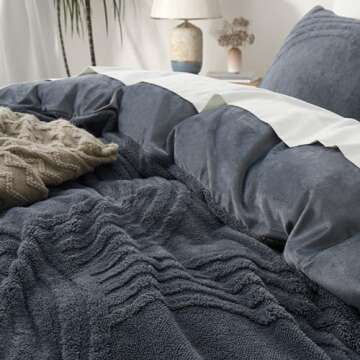 Oli Anderson Fluffy Duvet Cover Set King Size, 3 Pieces Tufted Plush Shaggy Comforter Cover, Ultra Soft Warm Fuzzy Faux Fur Bedding Sets, Grey (1 Duvet Cover + 2 Pillowcases)