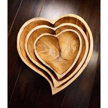 WitnyStore Heart Shaped Wood Bowl for Gifts and Decor