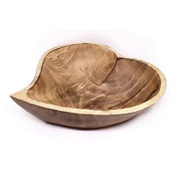 WitnyStore Heart Shaped Wood Bowl for Gifts and Decor