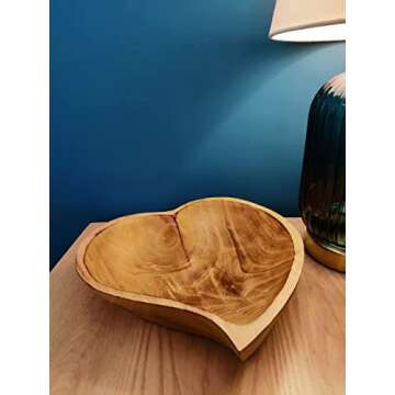 WitnyStore Heart Shaped Wood Bowl for Gifts and Decor