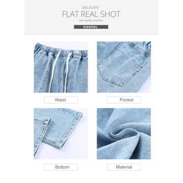 Sidefeel Women's Ripped Denim Joggers Comfortable Cargo Jeans