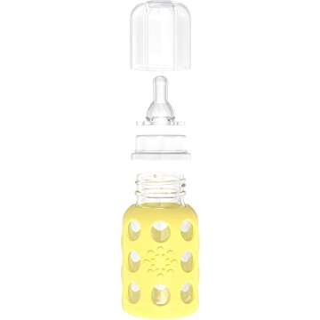 Lifefactory 4 oz Glass Baby Bottle with Silicone Sleeve