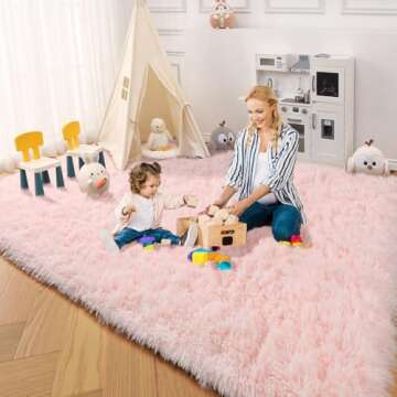 PAGISOFE Pink Fluffy Shag Machine Washable Area Rugs for Bedroom Girls 5x7,Soft Fuzzy Rugs for Livin...