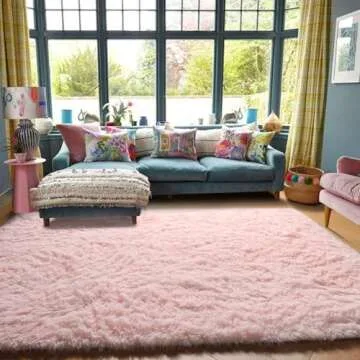 PAGISOFE Pink Fluffy Shag Machine Washable Area Rugs for Bedroom Girls 5x7,Soft Fuzzy Rugs for Living Room,Pastel Carpet Nursery Floor Kids Room Dorm Rug,Plush Soft Kids Rug for Room Decor Aesthetic
