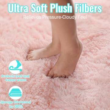 PAGISOFE Pink Fluffy Shag Machine Washable Area Rugs for Bedroom Girls 5x7,Soft Fuzzy Rugs for Living Room,Pastel Carpet Nursery Floor Kids Room Dorm Rug,Plush Soft Kids Rug for Room Decor Aesthetic