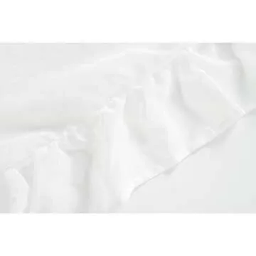 DriftAway Linen Textured Sheer Curtains White Ruffle Edge Shabby Chic White Voile Window Curtains 2 Panels 84 Inch Length for Bedroom Living Room Children Girls Light Filtering Rod Pocket Drapes