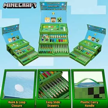 Minecraft Art Set for Kids, Coloring and Drawing Kit with over 40 Art Supplies, Ideal for Arts & Crafts Time, Safe and Premium Drawing Supplies, Awesome Kids Gifts for All Occasions