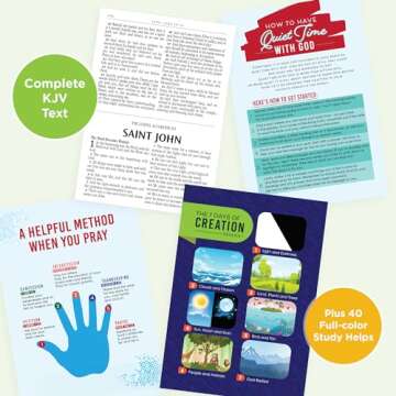 KJV Kids Bible, 40 pages Full Color Study Helps, Presentation Page, Ribbon Marker, Holy Bible for Children Ages 8-12, Blossom Pink Hearts Vegan Leather Flexible Cover (KJV Kids Editions)